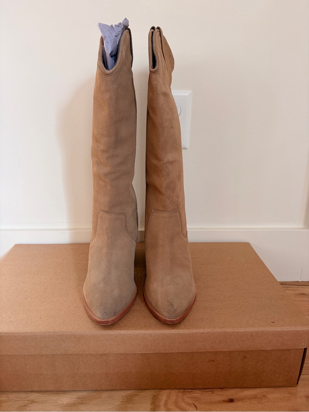 Urban Outfitters Camel Suede Over-the-Knee Boots
